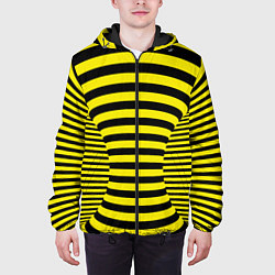 Куртка с капюшоном мужская Осиная талия - полосатая иллюзия, цвет: 3D-черный — фото 2