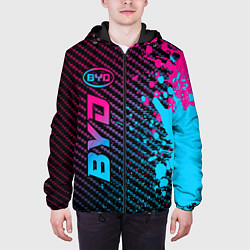 Куртка с капюшоном мужская BYD - neon gradient: по-вертикали, цвет: 3D-черный — фото 2