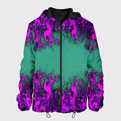Куртка с капюшоном мужская Фиолетовое пламя, цвет: 3D-черный