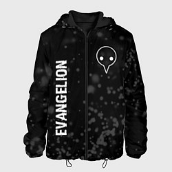 Куртка с капюшоном мужская Evangelion glitch на темном фоне: надпись, символ, цвет: 3D-черный