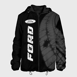 Куртка с капюшоном мужская Ford speed на темном фоне со следами шин: по-верти, цвет: 3D-черный