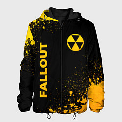Куртка с капюшоном мужская Fallout - gold gradient: надпись, символ, цвет: 3D-черный