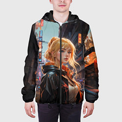 Куртка с капюшоном мужская Боевая городская девчонка, цвет: 3D-черный — фото 2