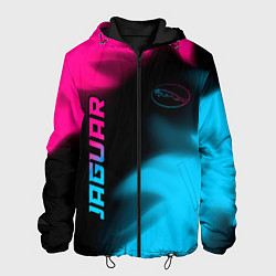 Куртка с капюшоном мужская Jaguar - neon gradient: надпись, символ, цвет: 3D-черный