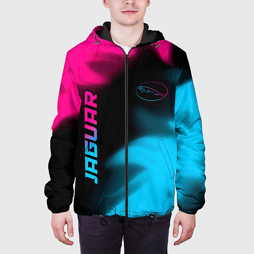 Мужская куртка Jaguar - neon gradient: надпись, символ / 3D-Черный – фото 3