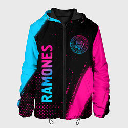 Куртка с капюшоном мужская Ramones - neon gradient: надпись, символ, цвет: 3D-черный
