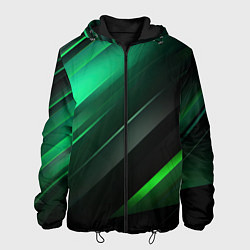 Куртка с капюшоном мужская Black green abstract, цвет: 3D-черный