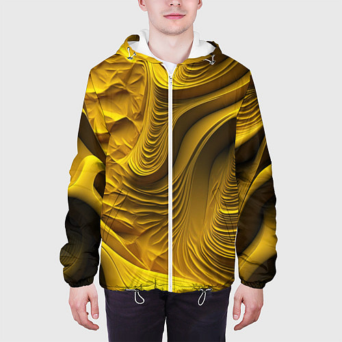 Мужская куртка Объемная желтая текстура / 3D-Белый – фото 3