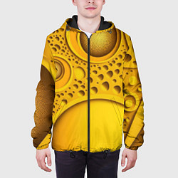 Куртка с капюшоном мужская Желтая объемная текстура, цвет: 3D-черный — фото 2