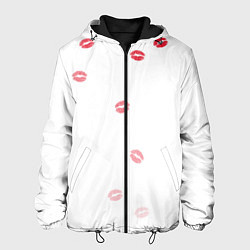 Куртка с капюшоном мужская Следы поцелуев губы, цвет: 3D-черный