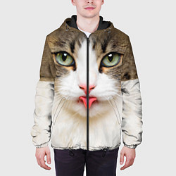 Куртка с капюшоном мужская Кошка показывает язык, цвет: 3D-черный — фото 2