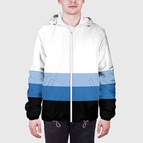 Мужская куртка Полосы синий / 3D-Белый – фото 3