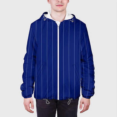 Мужская куртка Полосатый насыщенный синий / 3D-Белый – фото 3