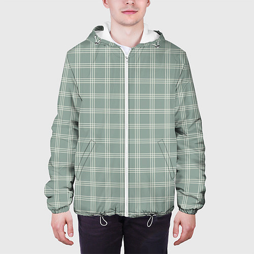 Мужская куртка Клетка бледно-зелёный / 3D-Белый – фото 3