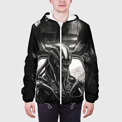 Куртка с капюшоном мужская Ксеноморф в каюте космического корабля, цвет: 3D-белый — фото 2