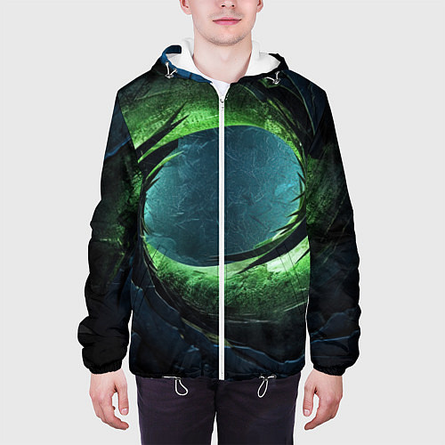 Мужская куртка Объемная зеленая абстракция / 3D-Белый – фото 3