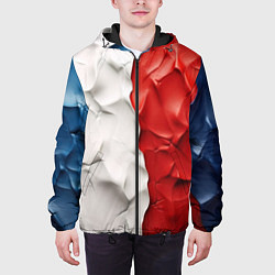 Куртка с капюшоном мужская Текстура пластилина белая синяя красная, цвет: 3D-черный — фото 2