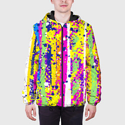 Куртка с капюшоном мужская Брызги ярких красок, цвет: 3D-черный — фото 2