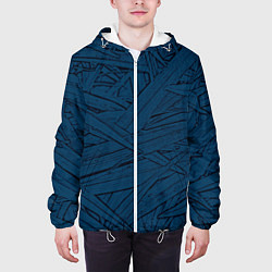 Куртка с капюшоном мужская Стилизация трава тёмно-синий, цвет: 3D-белый — фото 2