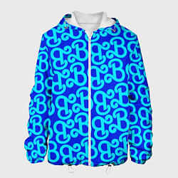 Куртка с капюшоном мужская Логотип Барби - синий паттерн, цвет: 3D-белый