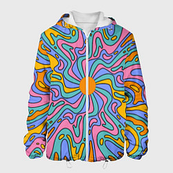 Куртка с капюшоном мужская Абстрактный психоделический рисунок, цвет: 3D-белый