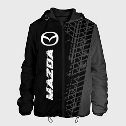 Куртка с капюшоном мужская Mazda speed на темном фоне со следами шин: по-верт, цвет: 3D-черный