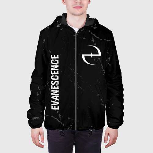 Мужская куртка Evanescence glitch на темном фоне: надпись, символ / 3D-Черный – фото 3