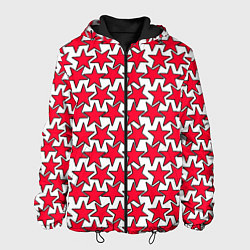 Куртка с капюшоном мужская Ретро звёзды красные, цвет: 3D-черный