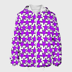 Куртка с капюшоном мужская Ретро звёзды фиолетовые, цвет: 3D-белый