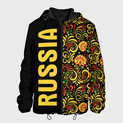 Куртка с капюшоном мужская Russia хохлома, цвет: 3D-черный