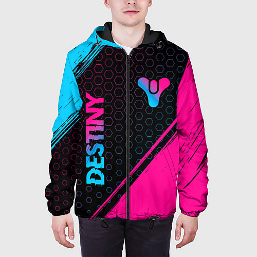 Мужская куртка Destiny - neon gradient: надпись, символ / 3D-Черный – фото 3