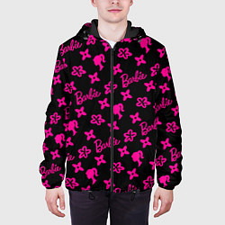 Куртка с капюшоном мужская Барби паттерн черно-розовый, цвет: 3D-черный — фото 2