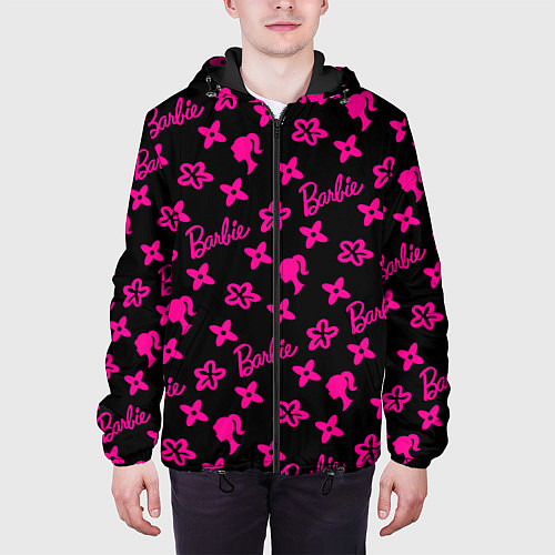 Мужская куртка Барби паттерн черно-розовый / 3D-Черный – фото 3