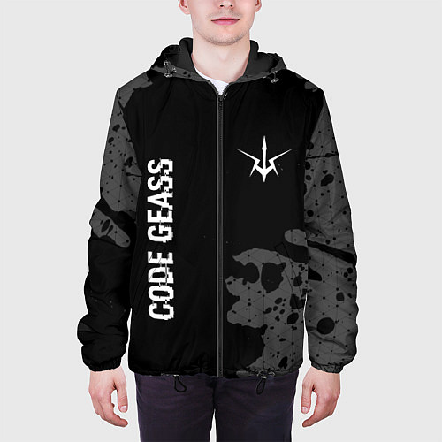 Мужская куртка Code Geass glitch на темном фоне: надпись, символ / 3D-Черный – фото 3