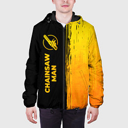 Куртка с капюшоном мужская Chainsaw Man - gold gradient: по-вертикали, цвет: 3D-черный — фото 2