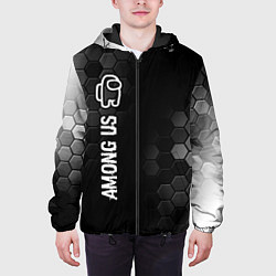 Куртка с капюшоном мужская Among Us glitch на темном фоне: по-вертикали, цвет: 3D-черный — фото 2