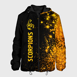 Куртка с капюшоном мужская Scorpions - gold gradient: по-вертикали, цвет: 3D-черный