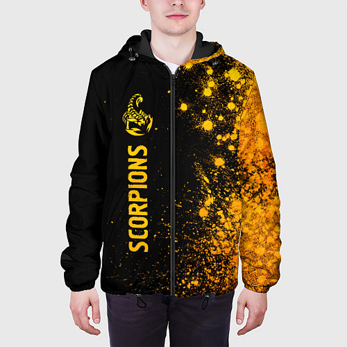 Мужская куртка Scorpions - gold gradient: по-вертикали / 3D-Черный – фото 3