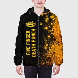 Куртка с капюшоном мужская Five Finger Death Punch - gold gradient: по-вертик, цвет: 3D-черный — фото 2