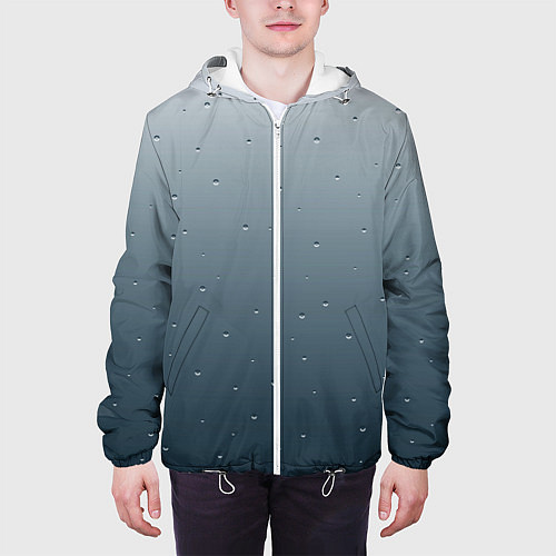 Мужская куртка Серый градиент капли / 3D-Белый – фото 3
