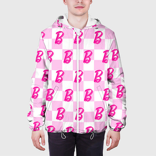 Мужская куртка Розовая шашка и Барби / 3D-Белый – фото 3