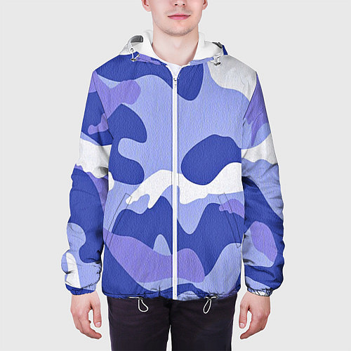 Мужская куртка Камуфляжный узор голубой / 3D-Белый – фото 3