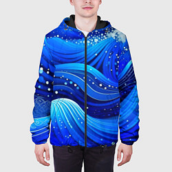 Куртка с капюшоном мужская Волны - текстура от нейросети, цвет: 3D-черный — фото 2