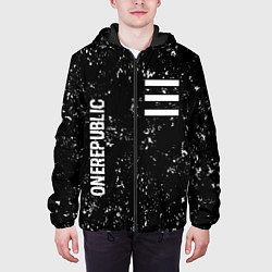 Куртка с капюшоном мужская OneRepublic glitch на темном фоне: надпись, символ, цвет: 3D-черный — фото 2