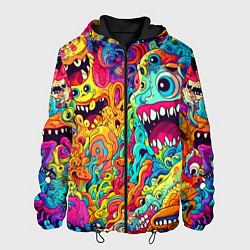 Куртка с капюшоном мужская Космические зубастые чудовища, цвет: 3D-черный