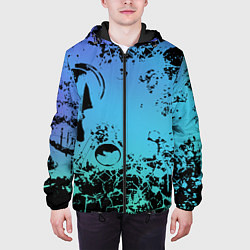 Куртка с капюшоном мужская Неоновый абстрактный фон в граффити стиле, цвет: 3D-черный — фото 2