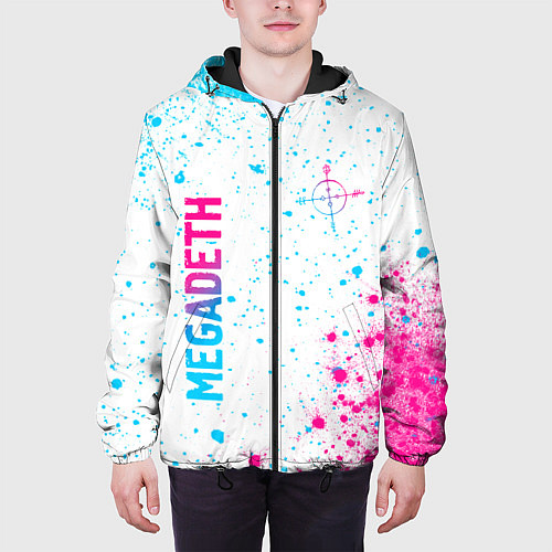 Мужская куртка Megadeth neon gradient style: надпись, символ / 3D-Черный – фото 3