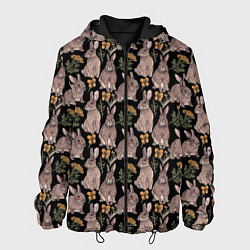 Куртка с капюшоном мужская Зайцы и пижма, цвет: 3D-черный