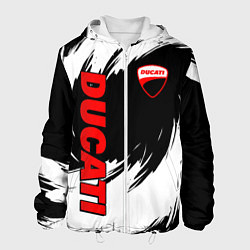 Куртка с капюшоном мужская Ducati - мазки краски, цвет: 3D-белый