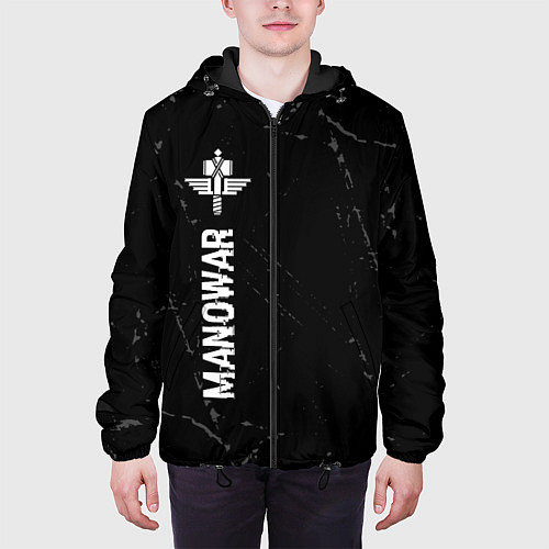 Мужская куртка Manowar glitch на темном фоне: по-вертикали / 3D-Черный – фото 3